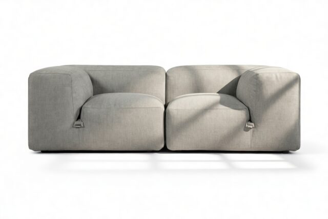 The Le Mura – Soft Gray Brushed Weave, Two Seater Sofa