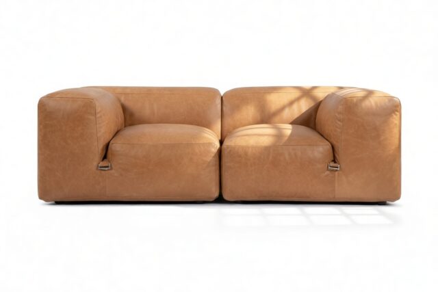 The Le Mura – Tan Vegan Leather, Two Seater Sofa