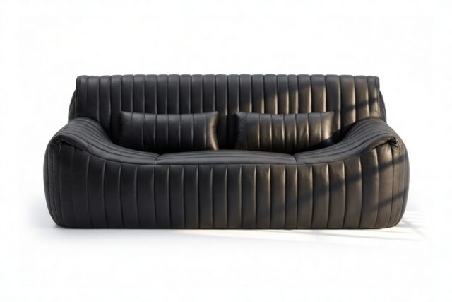 The Sandra – Black Vegan Leather, Two Seater Sofa