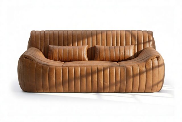 The Sandra – Distressed Brown Premium Leather, Two Seater Sofa