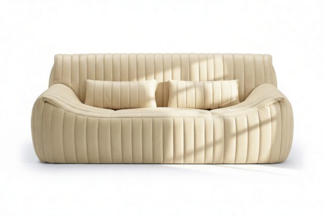 The Sandra – Alabaster Vegan Leather, Two Seater Sofa