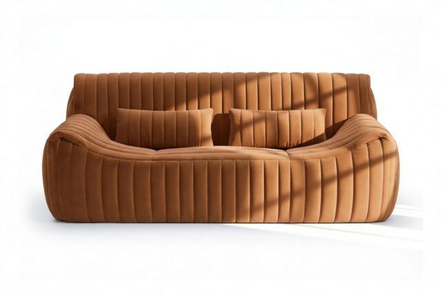 The Sandra – Burnt Orange Vegan Suede, Two Seater Sofa