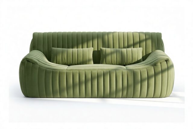 The Sandra – Olive Green Velvet, Two Seater Sofa