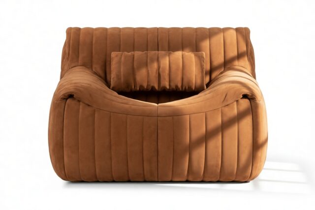 The Sandra – Burnt Orange Vegan Suede, Lounge Chair