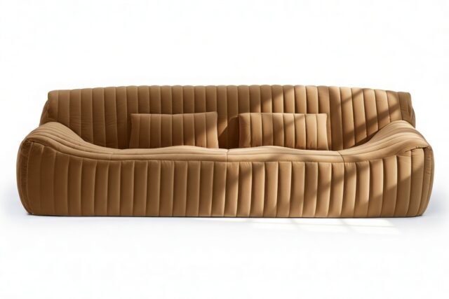 The Sandra – Camel Premium Leather, Three Seater Sofa