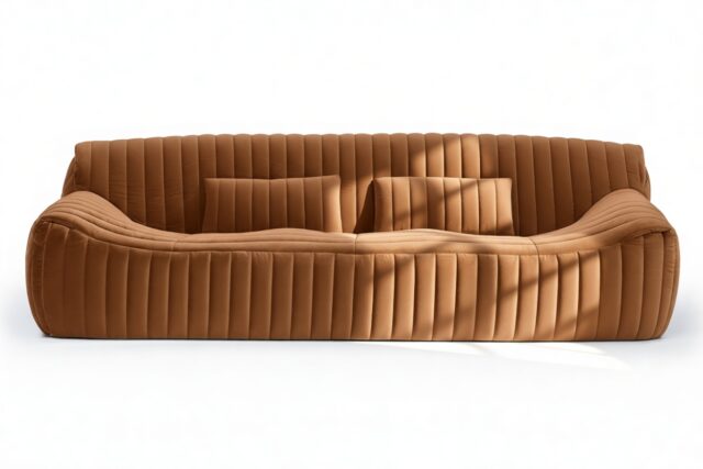 The Sandra – Burnt Orange Vegan Suede, Three Seater Sofa