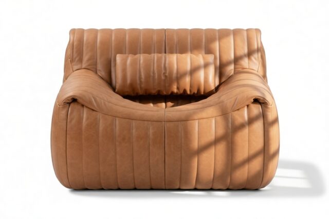 The Sandra – Tan Vegan Leather, Lounge Chair