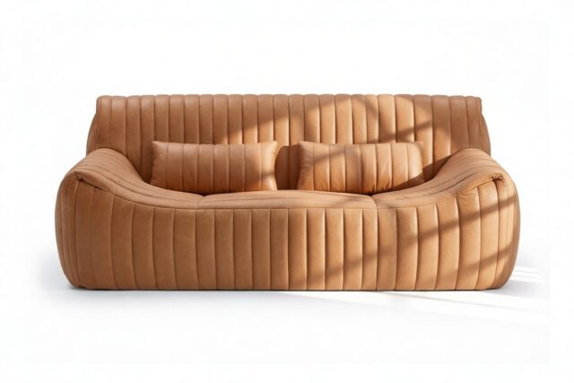 The Sandra – Tan Vegan Leather, Two Seater Sofa