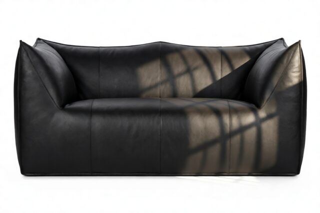 The Bambole – Vintage Black Vegan Leather, Two Seater Sofa
