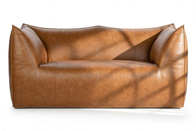 The Bambole – Distressed Brown Premium Leather, Two Seater Sofa