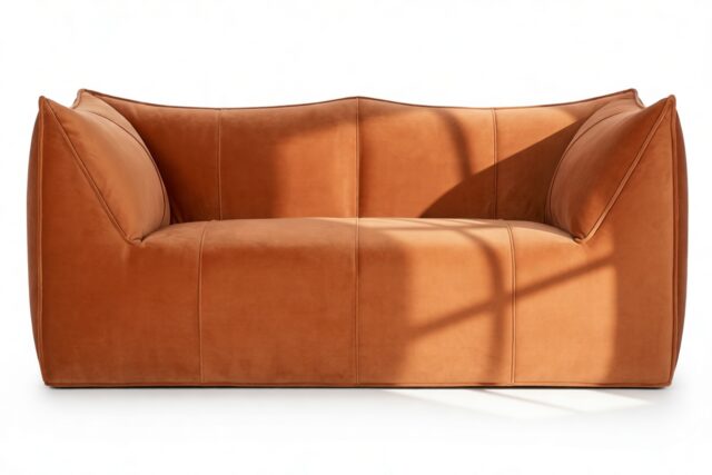 The Bambole – Apricot Velvet, Two Seater Sofa