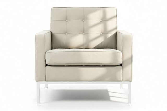 The Florence – Beige Gray Vegan Leather, Lounge Chair