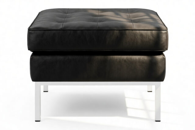 The Florence – Vintage Black Vegan Leather, Ottoman