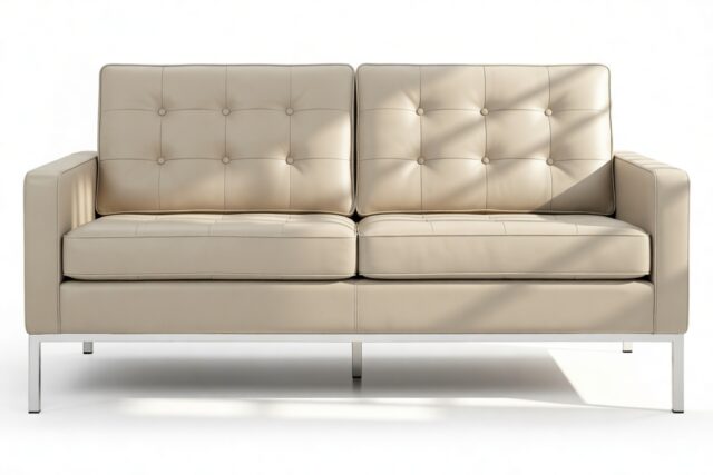 The Florence – Beige Gray Vegan Leather, Two Seater