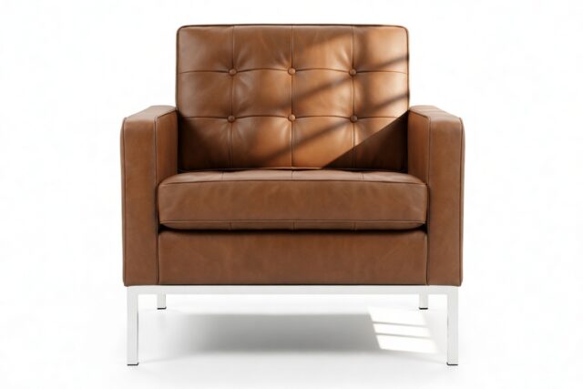 The Florence – Tan Premium Leather, Lounge Chair