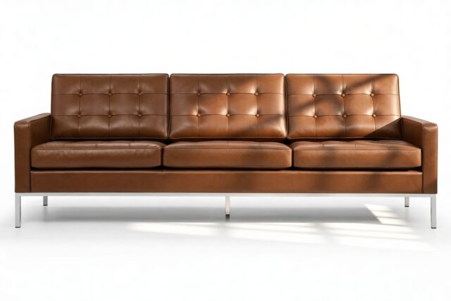 The Florence – Tan Premium Leather, Three Seater
