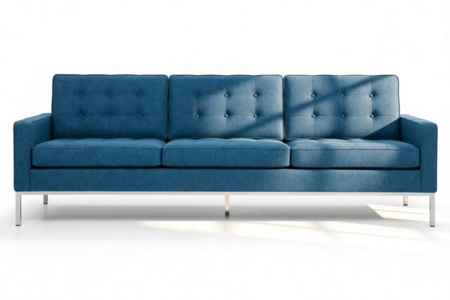 The Florence – Indigo Blue Wool, Three Seater