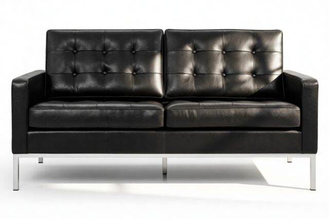 The Florence – Midnight Black Premium Leather, Two Seater