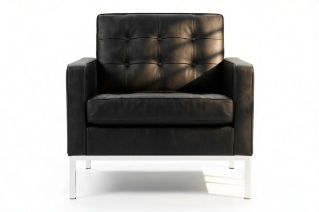 The Florence – Midnight Black Premium Leather, Lounge Chair