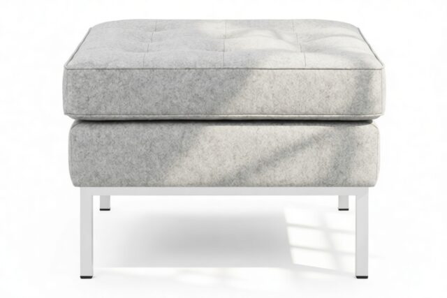 The Florence – Light Gray Wool, Ottoman