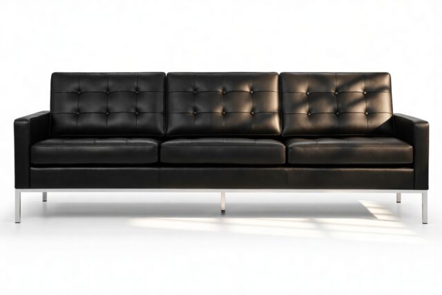 The Florence – Midnight Black Premium Leather, Three Seater