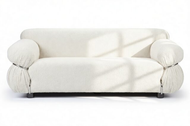 The Sesann – White Boucle, Two Seater Sofa