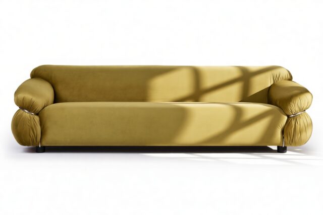 The Sesann – Olive Gold Velvet, Three Seater Sofa