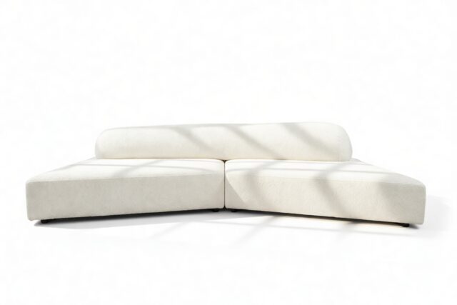 The On the Rocks – White Textured Chenille, Small Sectional