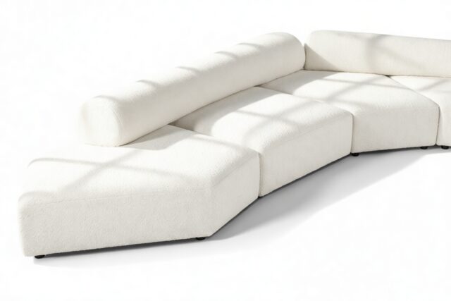 The On the Rocks – White Textured Chenille, Large Corner Sectional