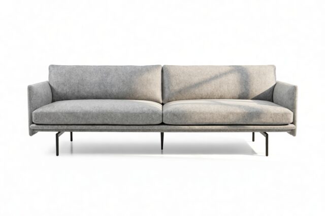 The Outline – Light Gray Wool, Three Seater