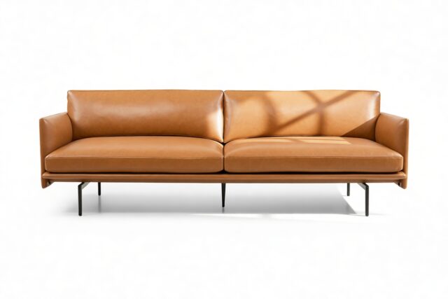 The Outline – Tan Premium Leather, Three Seater