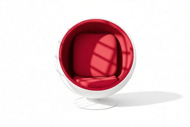 The Ball – Bold Red Wool and White, Ball Chair