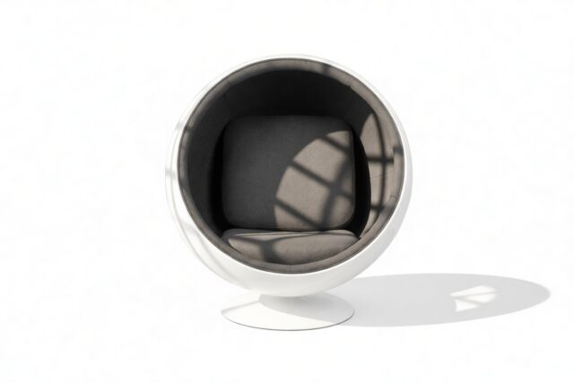 The Ball – Graphite Wool and White, Ball Chair