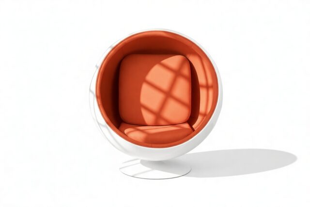 The Ball – Orange Wool and White, Ball Chair