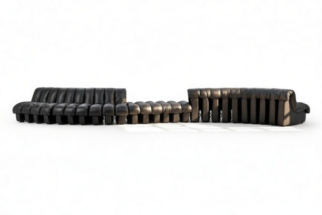 The DS 600 – Black Vegan Leather, Double Sided Curved Sectional