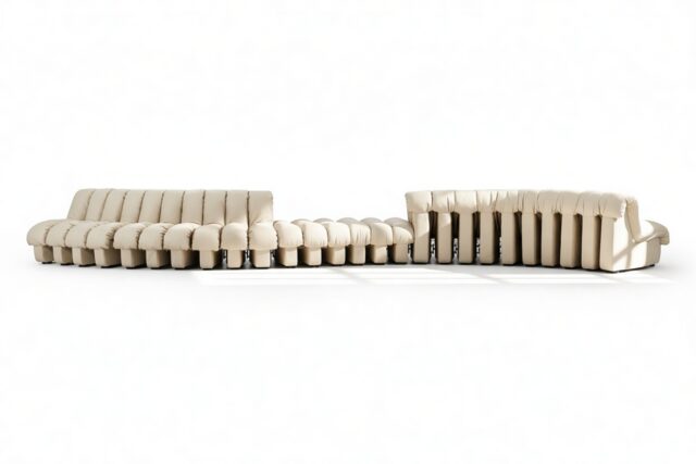 The DS 600 – Cream Vegan Leather, Double Sided Curved Sectional