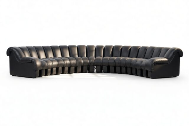 The DS 600 – Black Vegan Leather, Large Sectional, U Shape