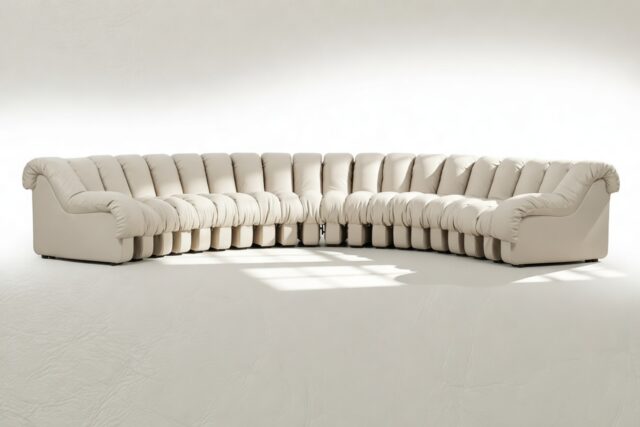 The DS 600 – Cream Vegan Leather, Large Sectional, U Shape