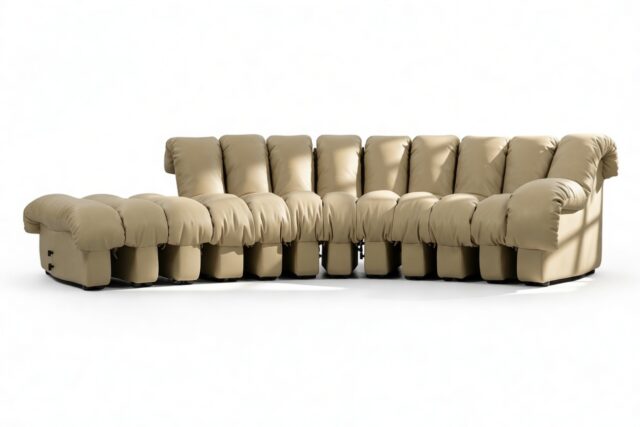 The DS 600 – Beige Vegan Leather, Small Open End Sofa, Left