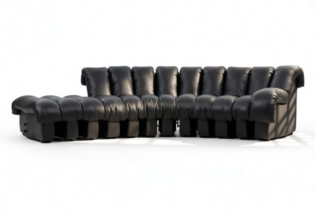 The DS 600 – Black Vegan Leather, Small Open End Sofa, Left