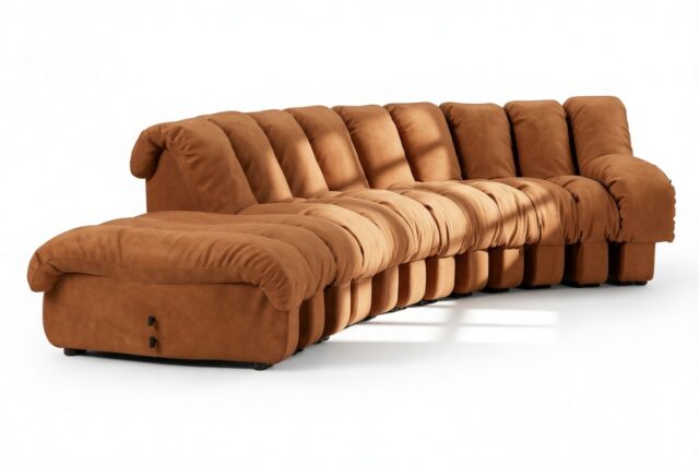 The DS 600 – Burnt Orange Vegan Suede, Small Open End Sofa, Left