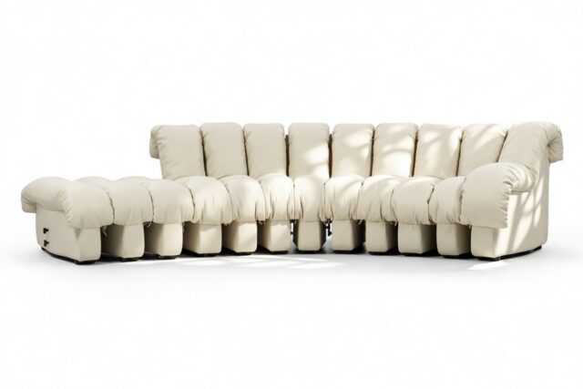 The DS 600 – Cream Vegan Leather, Small Open End Sofa, Left
