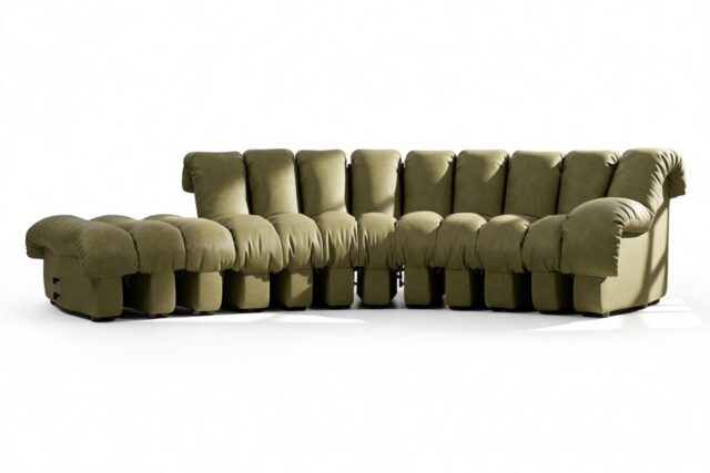 The DS 600 – Deep Olive Vegan Leather, Small Open End Sofa, Left