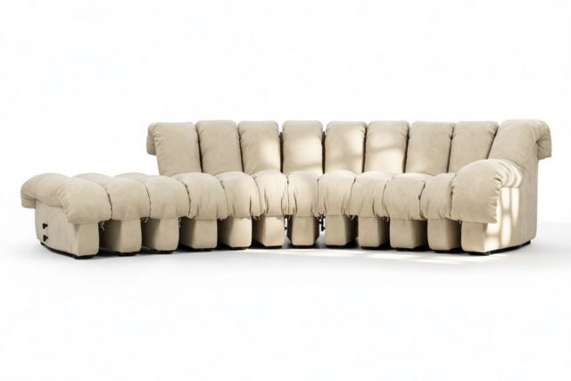 The DS 600 – Eggshell Vegan Suede, Small Open End Sofa, Left