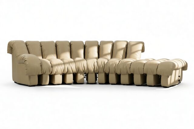 The DS 600 – Beige Vegan Leather, Small Open End Sofa, Right
