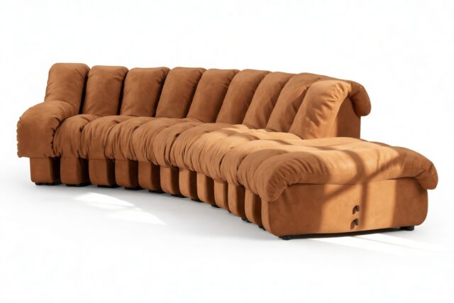 The DS 600 – Burnt Orange Vegan Suede, Small Open End Sofa, Right