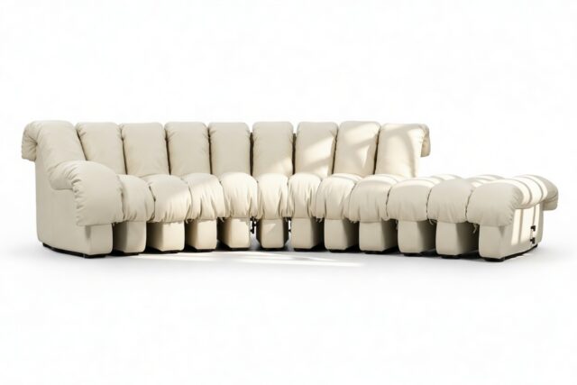 The DS 600 – Cream Vegan Leather, Small Open End Sofa, Right