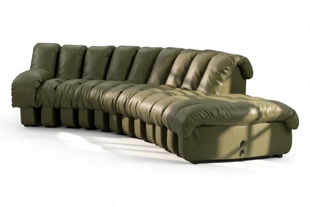 The DS 600 – Deep Olive Vegan Leather, Small Open End Sofa, Right