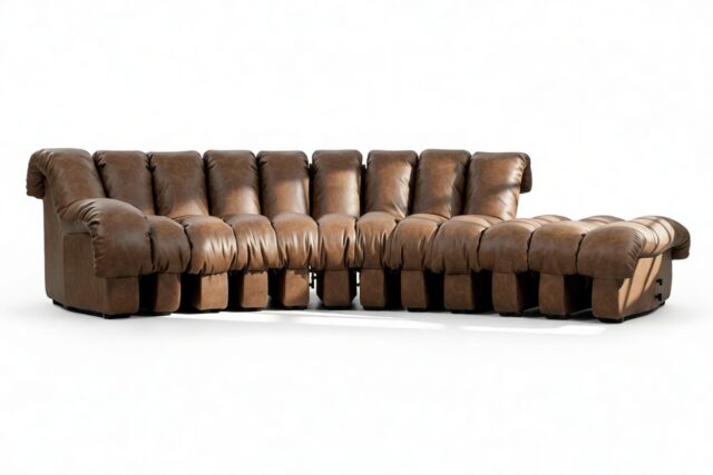 The DS 600 – Distressed Brown Vegan Leather, Small Open End Sofa, Right