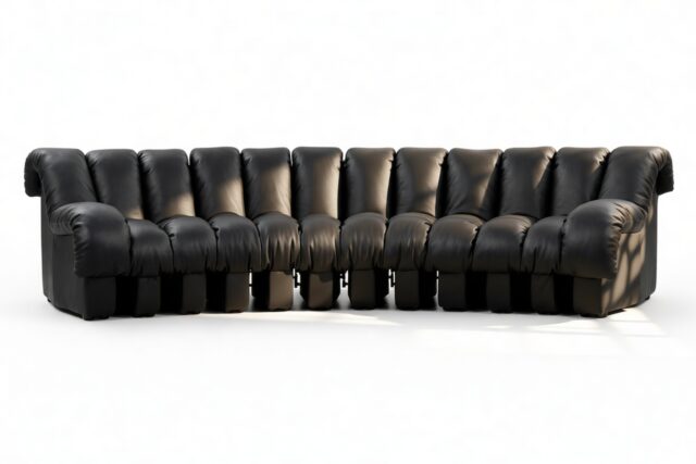 The DS 600 – Black Vegan Leather, Three Seater Sofa
